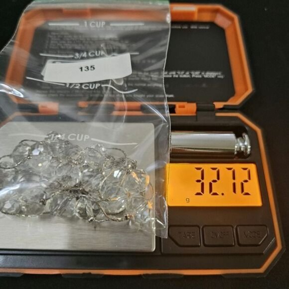 Multi Faceted Clear Glass Beaded Necklace Silver Tone Chain Adjustable 18-22" - Picture 8 of 8